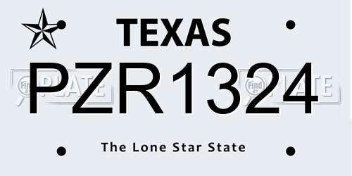 PZR1324 Texas License Plate