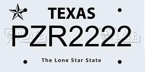 PZR2222 Texas License Plate