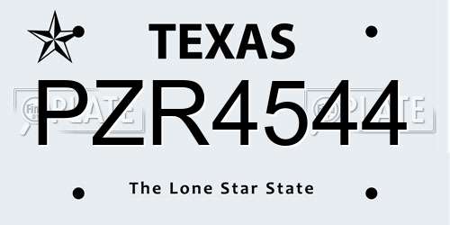 PZR4544 Texas License Plate
