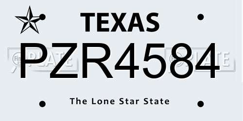 PZR4584 Texas License Plate