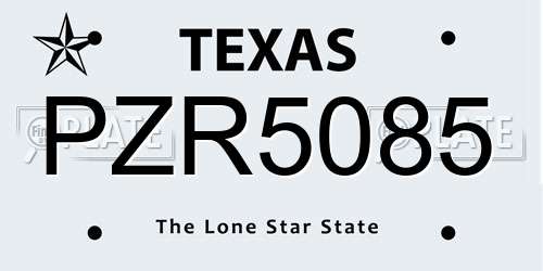 PZR5085 Texas License Plate