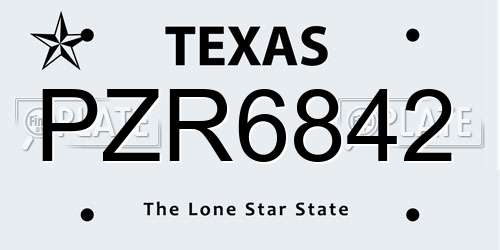 PZR6842 Texas License Plate