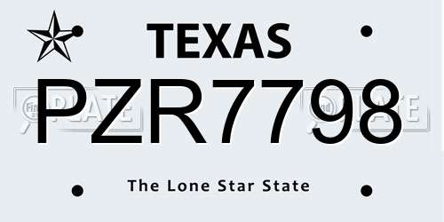 PZR7798 Texas License Plate