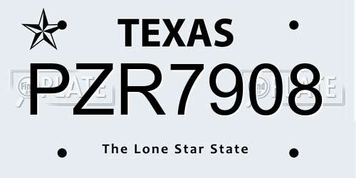 PZR7908 Texas License Plate