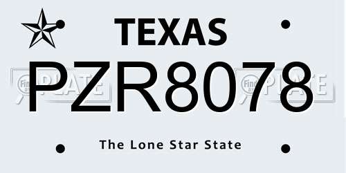 PZR8078 Texas License Plate