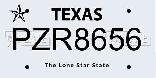 PZR8656 Texas License Plate