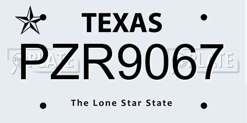 PZR9067 Texas License Plate