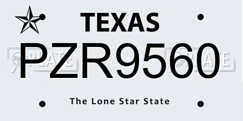 PZR9560 Texas License Plate