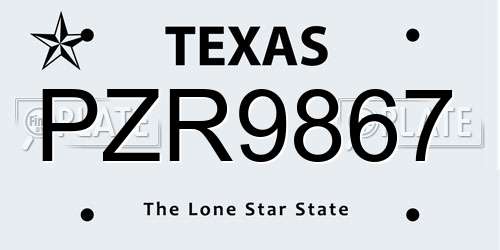 PZR9867 Texas License Plate