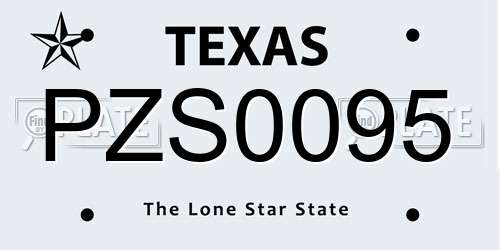 PZS0095 Texas License Plate