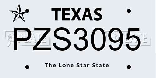 PZS3095 Texas License Plate