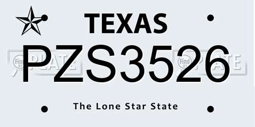 PZS3526 Texas License Plate