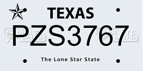 PZS3767 Texas License Plate
