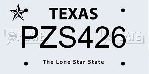 PZS426 Texas License Plate