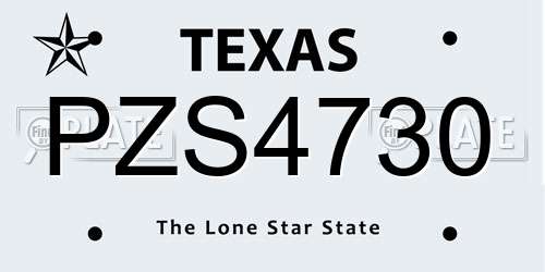PZS4730 Texas License Plate