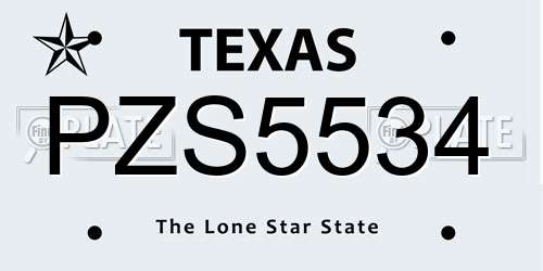 PZS5534 Texas License Plate