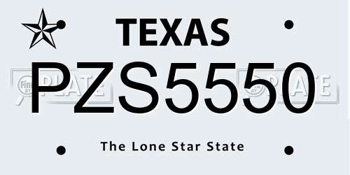 PZS5550 Texas License Plate