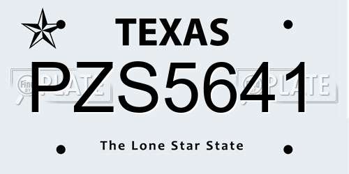PZS5641 Texas License Plate