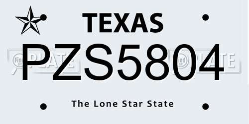 PZS5804 Texas License Plate