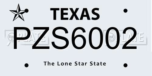 PZS6002 Texas License Plate