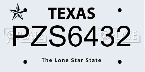PZS6432 Texas License Plate