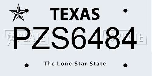 PZS6484 Texas License Plate