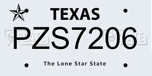 PZS7206 Texas License Plate