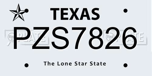 PZS7826 Texas License Plate