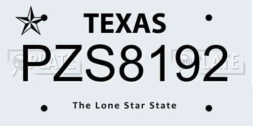 PZS8192 Texas License Plate