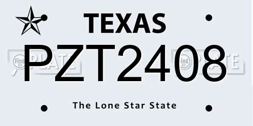 PZT2408 Texas License Plate