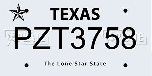 PZT3758 Texas License Plate
