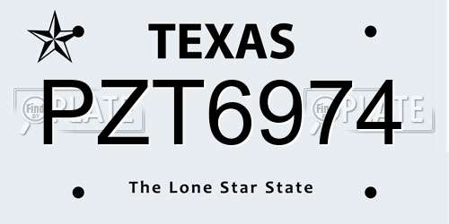 PZT6974 Texas License Plate