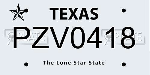 PZV0418 Texas License Plate
