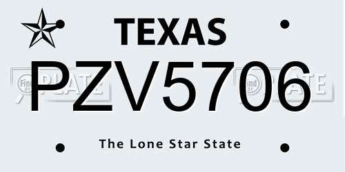 PZV5706 Texas License Plate