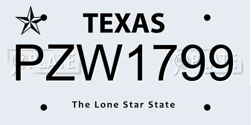 PZW1799 Texas License Plate