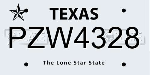 PZW4328 Texas License Plate