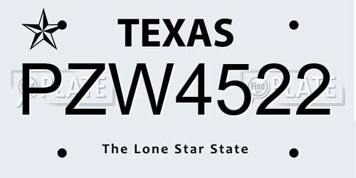 PZW4522 Texas License Plate