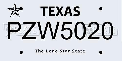 PZW5020 Texas License Plate