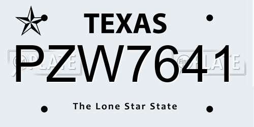 PZW7641 Texas License Plate