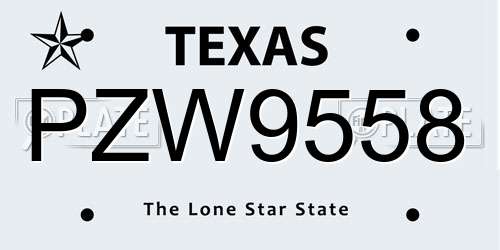 PZW9558 Texas License Plate