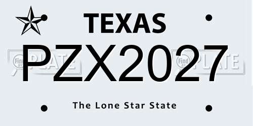 PZX2027 Texas License Plate