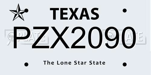 PZX2090 Texas License Plate