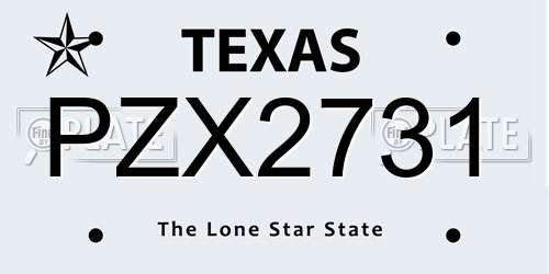 PZX2731 Texas License Plate
