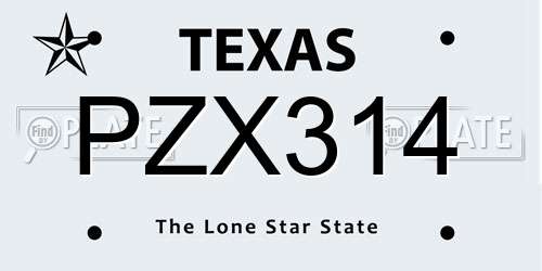 PZX314 Texas License Plate