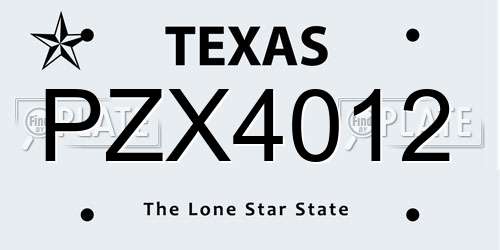 PZX4012 Texas License Plate