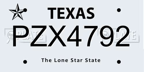 PZX4792 Texas License Plate