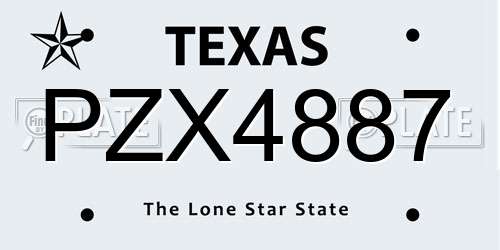 PZX4887 Texas License Plate