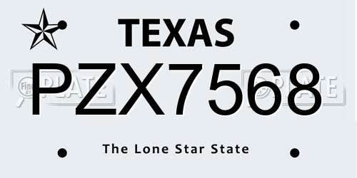 PZX7568 Texas License Plate