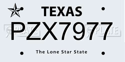 PZX7977 Texas License Plate