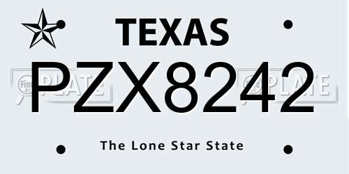 PZX8242 Texas License Plate